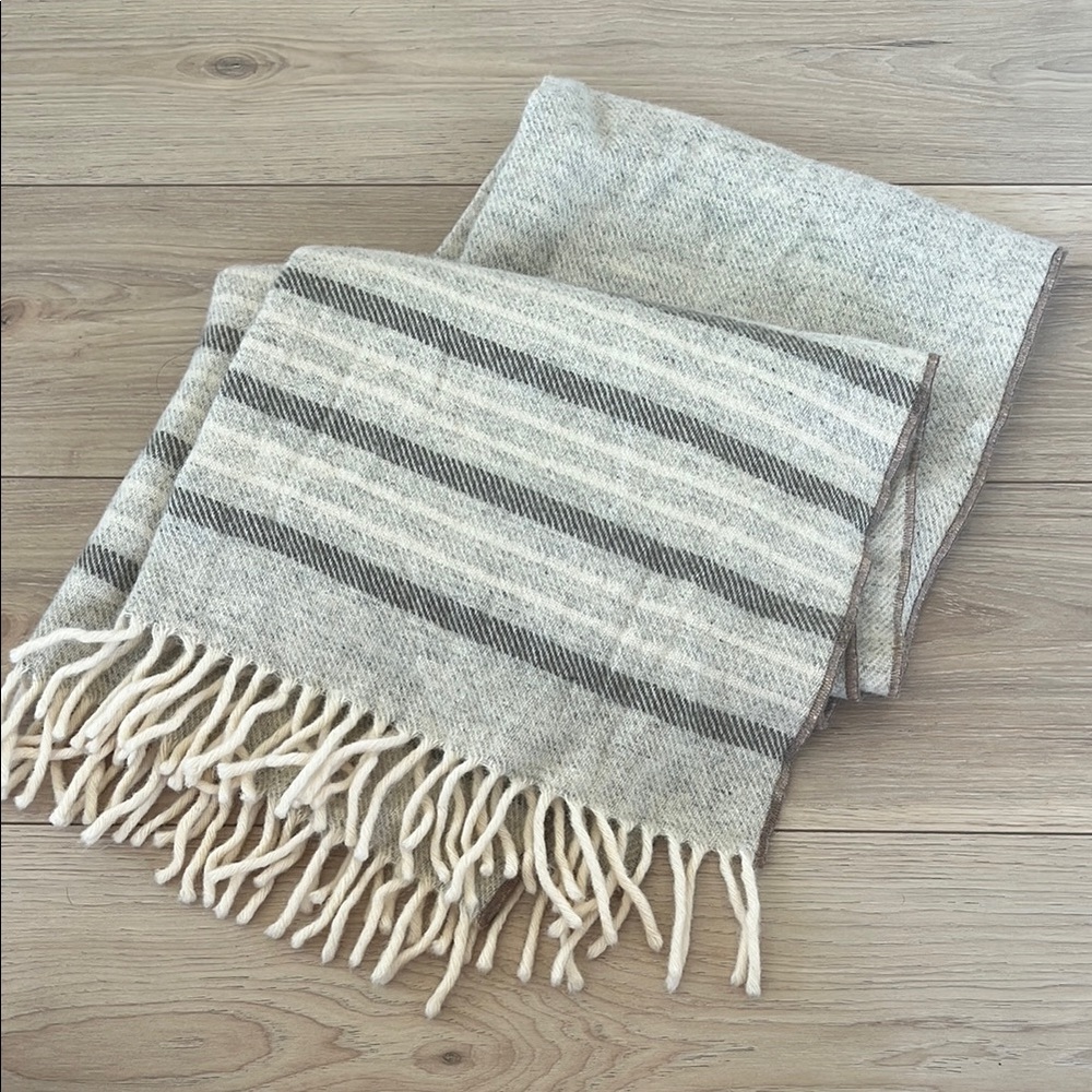 Faribault woolen mill co for Target  Gray and Cream Striped wool Scarf